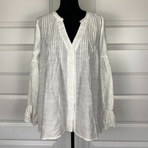 Long-sleeved Eyelet Top